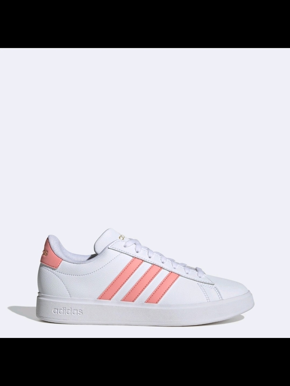 adidas Women's 2.0 White Sneakers with Pink Three Stripes